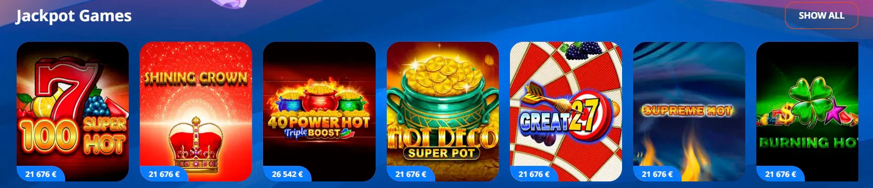 Jackpots Spiele Monro Casino
